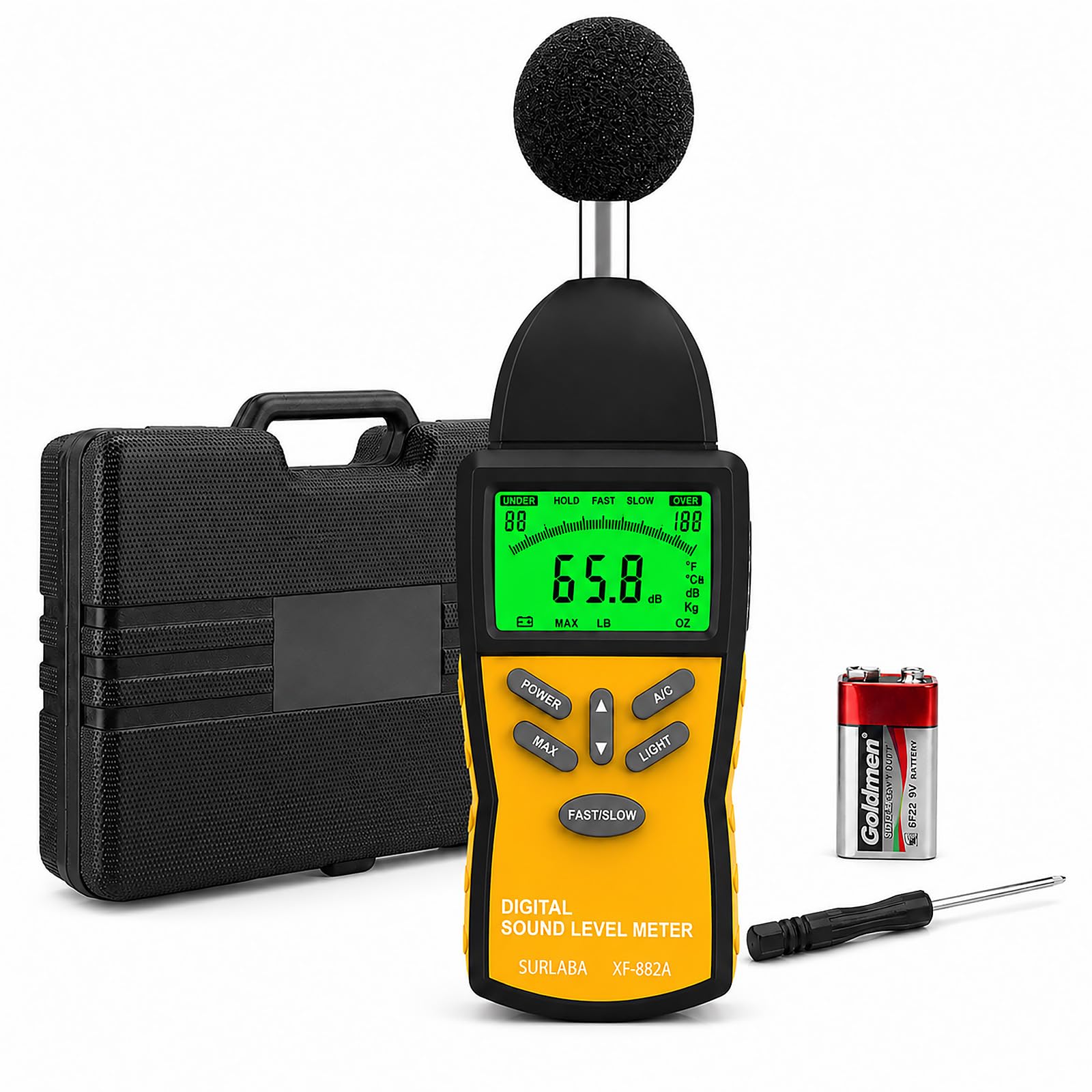 Decibel Meter, 30-130 dB Digital Sound Level Meter with A/C Weighting, Backlight, Data Logging - Noise Detector SPL Meter for Home, Factory, Construction Sites-image-47