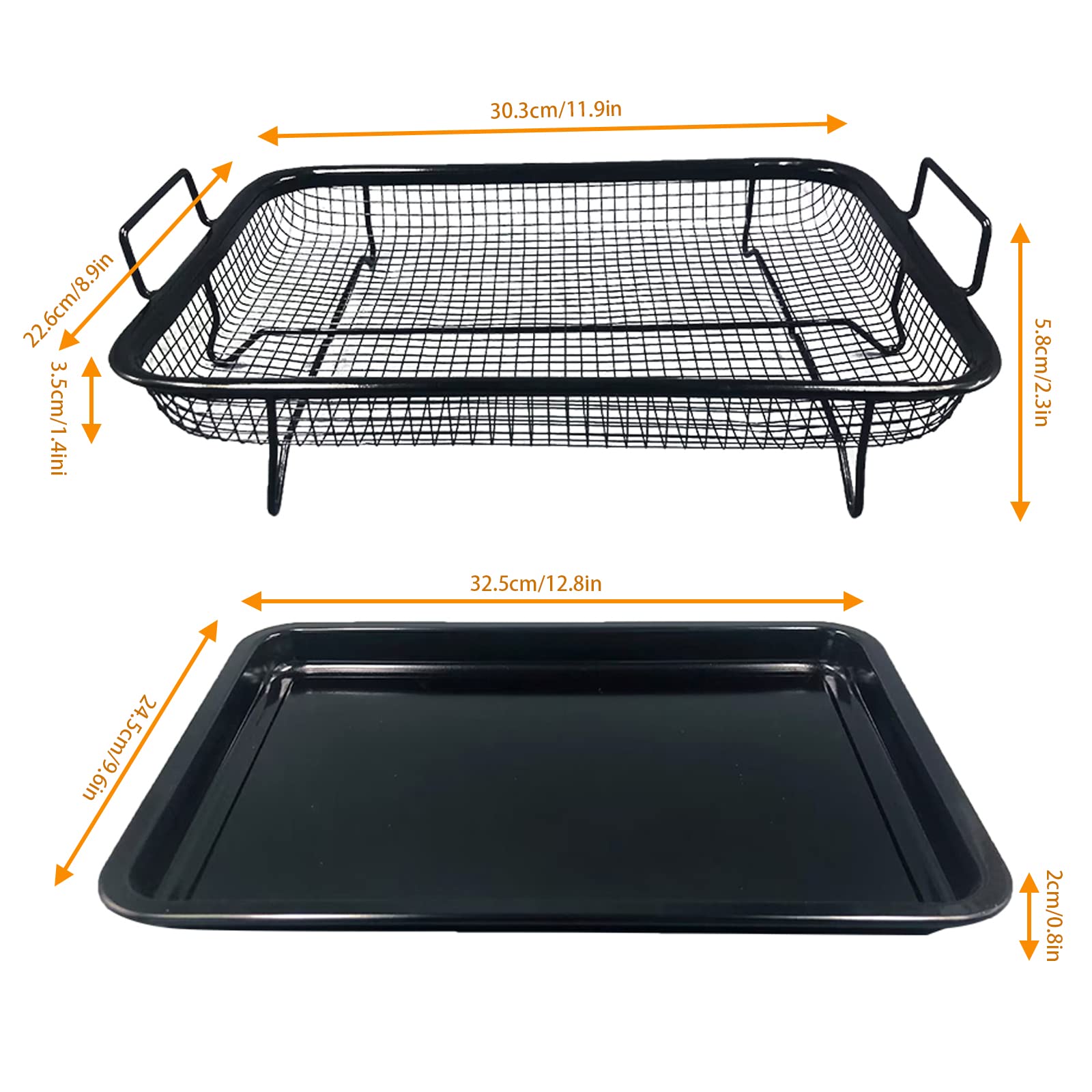 Teglia Da Forno Con Rastrelliera In Acciaio Inox - Per Cibi Croccanti, 32.5x24.5cm, Antiaderente - Foto 4
