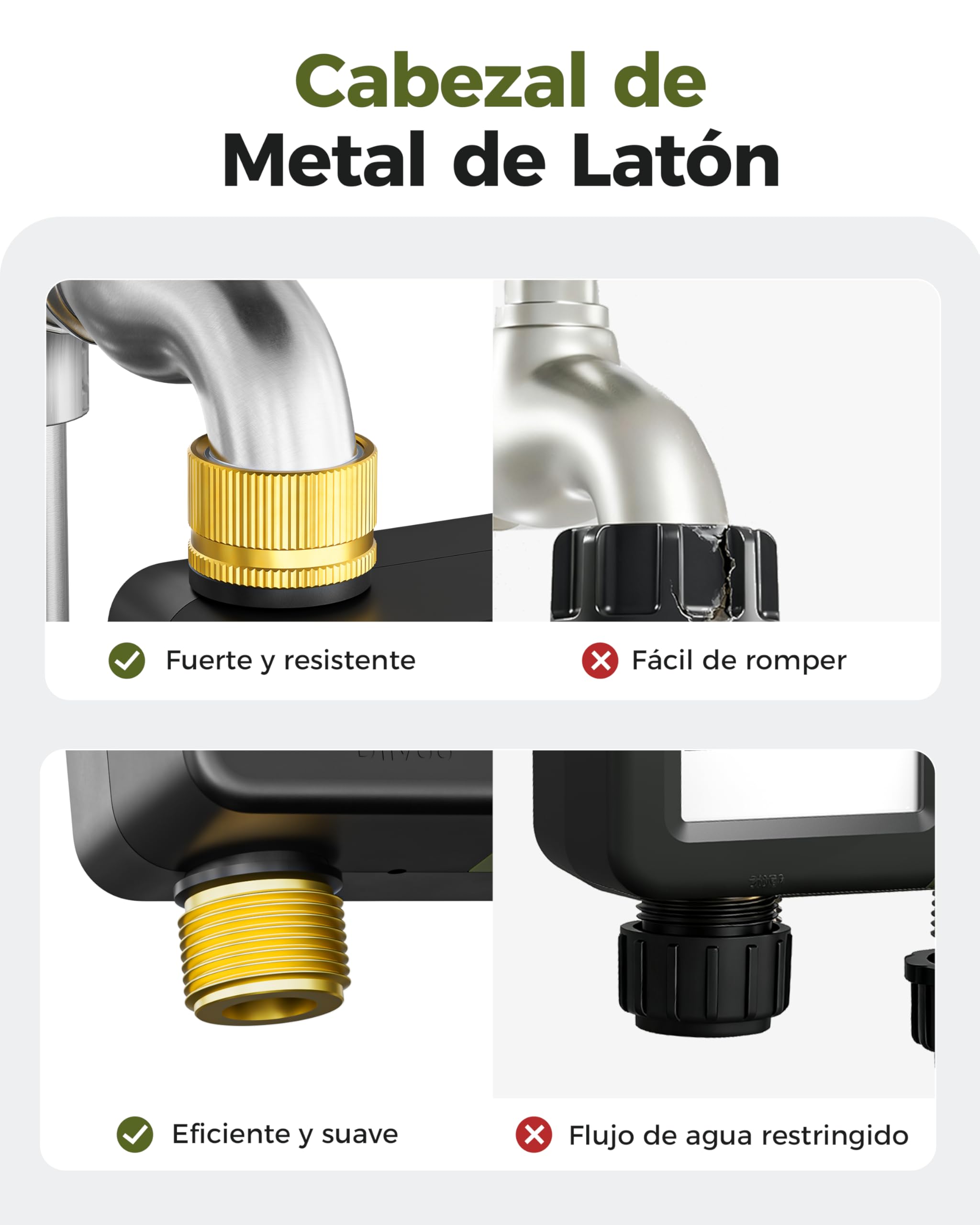 Diivoo Programador Riego con Entrada y Salida de Latón, Temporizador Riego Automatico con Impermeable IP66, Retraso por Lluvia, Riego Manual, Programador de Riego a Pilas para Jardín, Césped