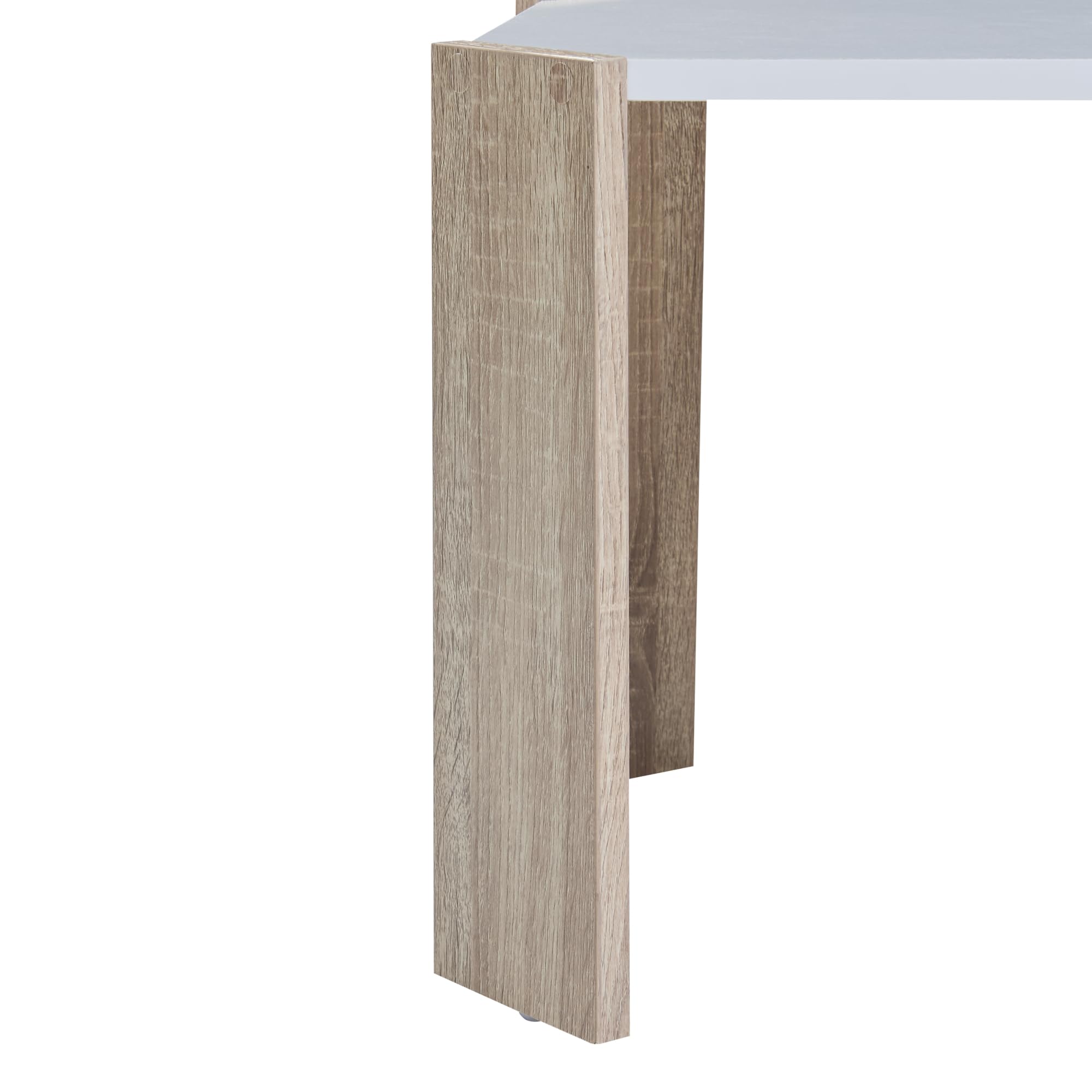 [en.casa] Ensemble de 3 Tables Basses Gigognes Lot de 3 Tables d'Appoint de Hauteurs Différentes Plateau Carré Panneau de Particules 37-42 x 39 x 39 Blanc Effet Chêne