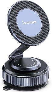 Jononser Phone Holder for Car, Magnetic Car Phone Mount Compatible with MagSafe – 360° Adjustable & Foldable Suction Mount for Dashboard/Windshield, Strong Magnetic Holder for iPhone 12-17 Series