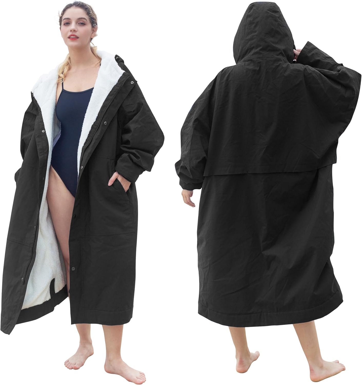 Catalonia Swim Parka for Men Women, Oversized Waterproof Surf Coat, Warm Sherpa Lined Swimmer Jacket - Image 8