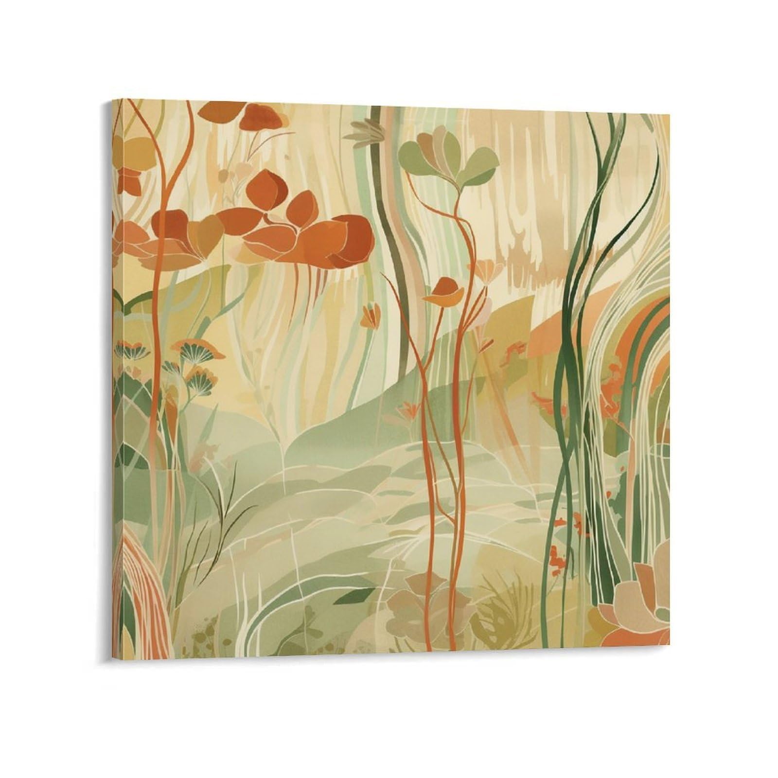 Orange Line Art Canvas Wall Art for Bedroom 20x20inch(50x50cm) Canvas Prints Artwork for Walls Modern Picture Artwork Painting for Living Room Aesthetic Wall Paintings for Bathroom Kitchen Office Deco