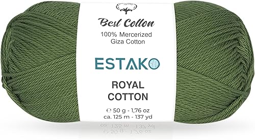 Miniatura 7 de Estako Royal Cotton, (paquete de 4 madejas) 100% algodón mercerizado Giza, suave, súper fino para ganchillo y tejer (4 x 1.76 onzas)  (4 x 137
