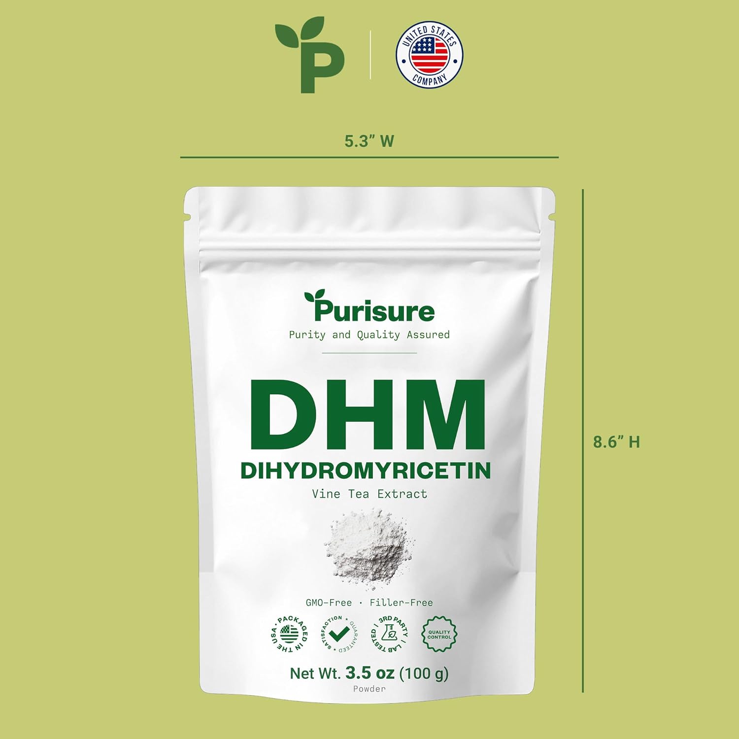Purisure Dihydromyricetin Powder, 100g, 100% Pure DHM Supplements, Liver Support and Wellness, Premium Quality DHM Supplement, Dihydromyricetin (DHM) Powder for Worry-Free Night Outs, 285 Serving.