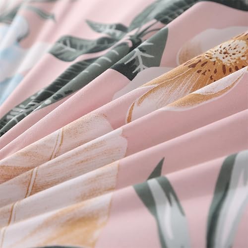 Miniatura 7 de Funda de edredón floral tamaño individual juego de cama suave y transpirable con cierre de cremallera y lazos en las esquinas, 2 piezas, 1 funda de