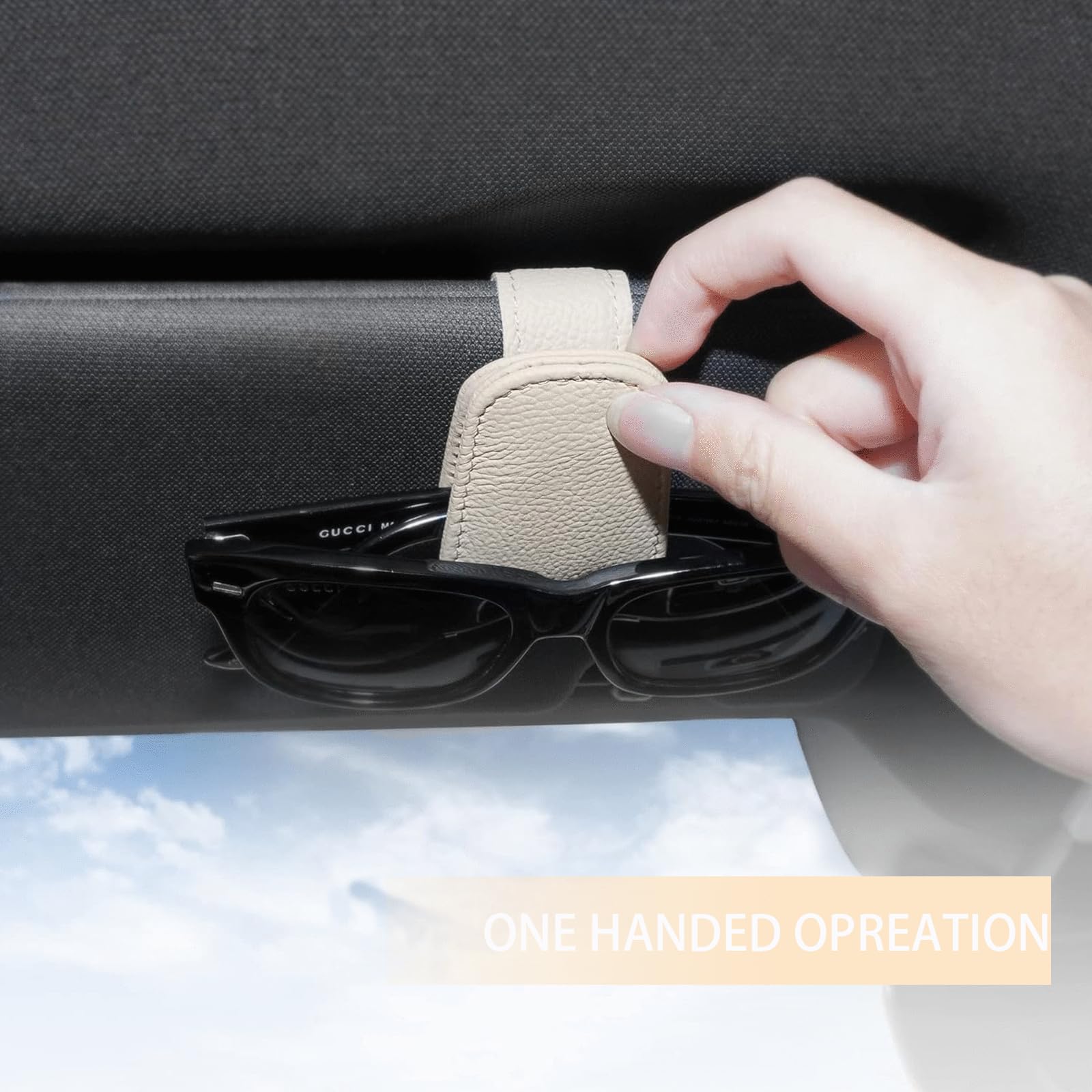 Porte-Lunettes Magnétique Voiture - En Cuir Véritable Pour Pare-soleil Et Accessoires