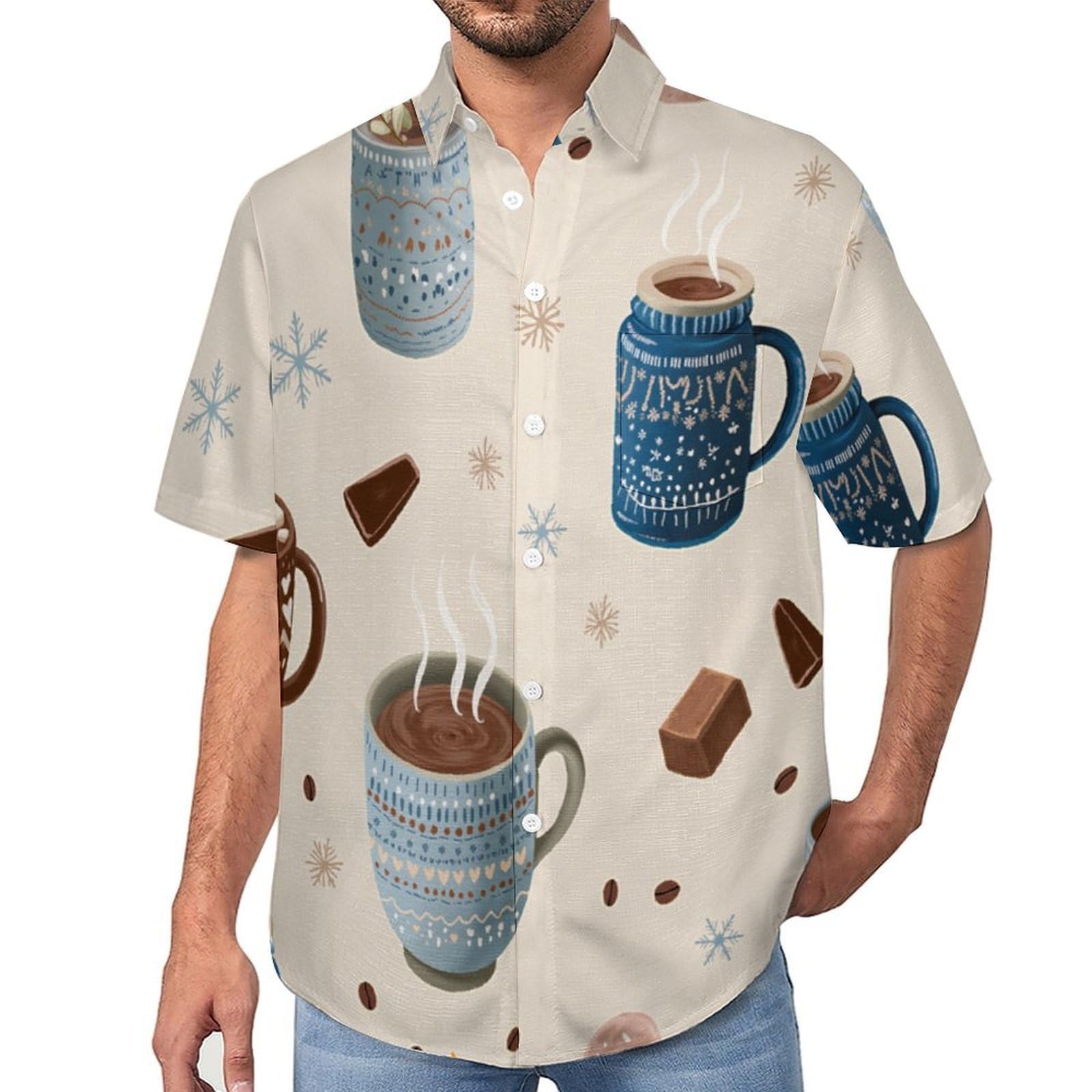 Camisa de estética moderna con estampado de café estilo casual 8