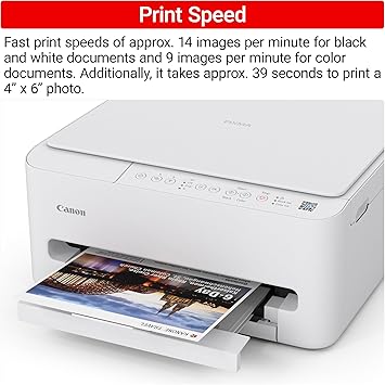 Canon PIXMA TS4320 Wireless Color Inkjet Printer for Duplex Printing, White Home Printer with Copier/Scanner, Compact Design, Easy Setup,