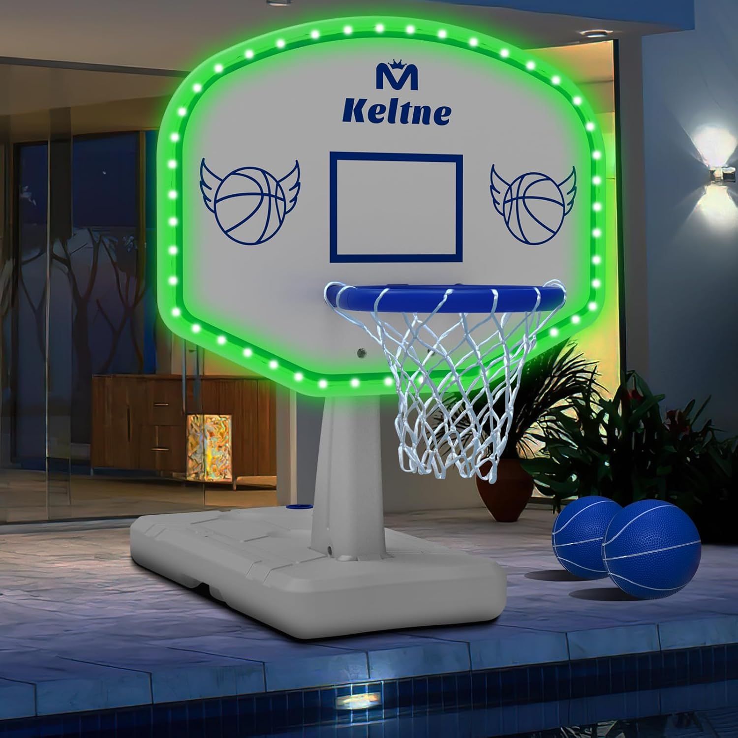 LED Pool Basketball Hoop Poolside