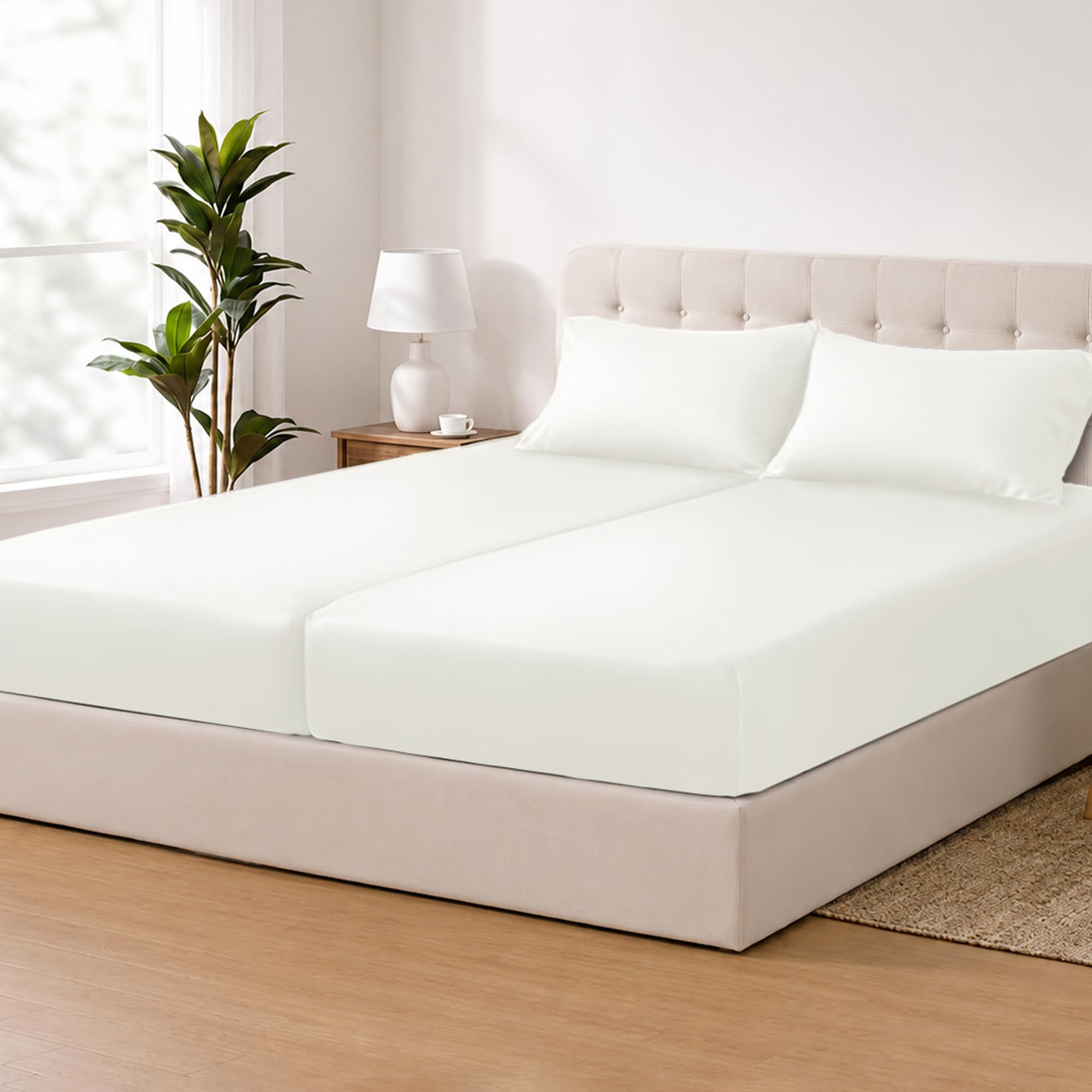Photo 1 of ACCURATEX Split King Cooling Sheets, Ivory