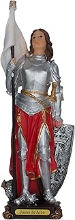 Cannan Juana De Arco 12" Doncella de Orleans Saint Joan of Arc Religious Statue, Decorative Figurine with Armor, Shield and Flag, Hand-Painted,Resin