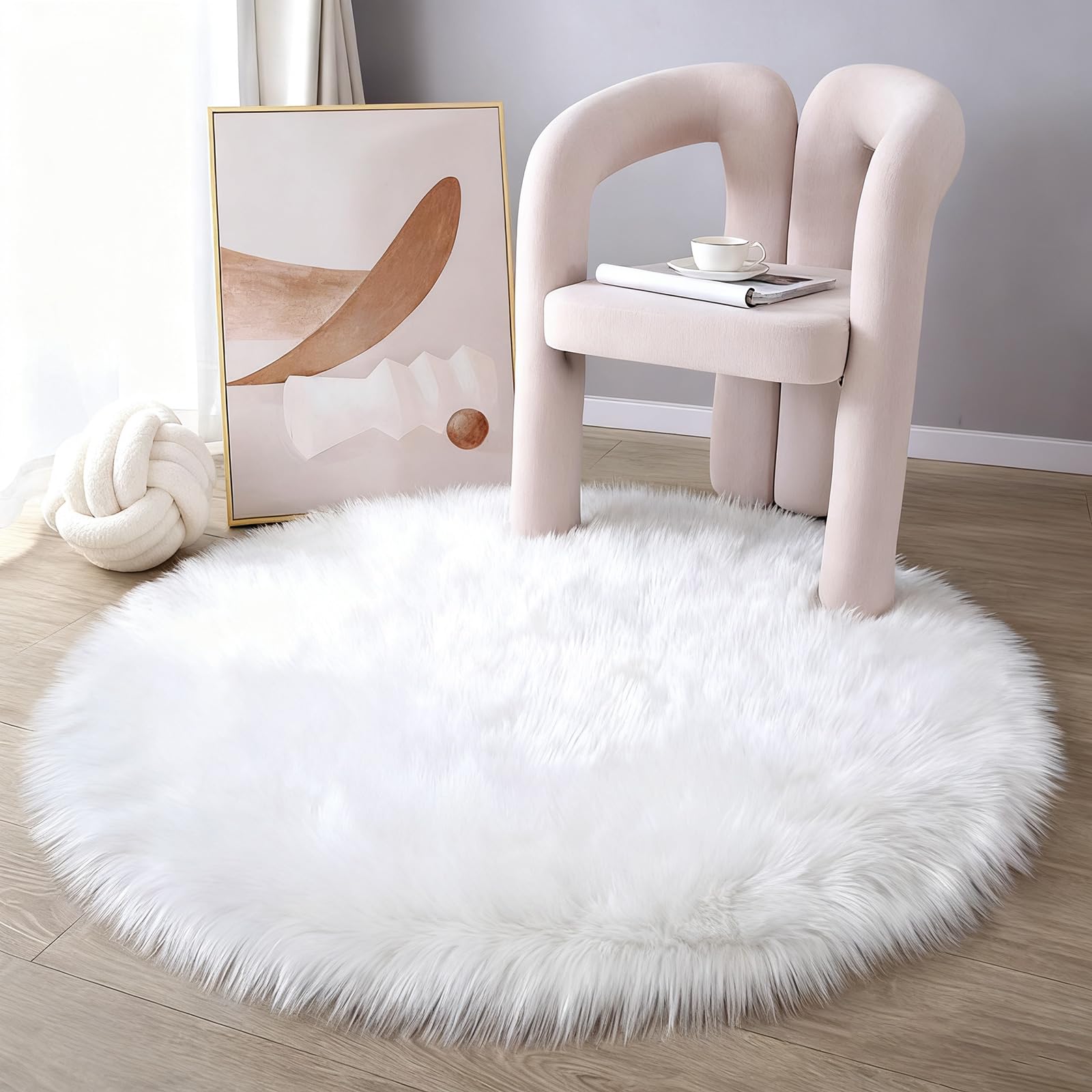 Lammfellimitat Teppich, 100x100 Cm, Pink – Weich, Rutschfeste Unterseite, Waschbar Für Wohn- & Kinderzimmer