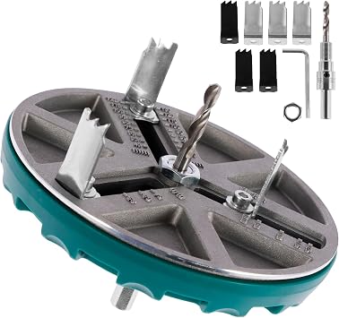 Adjustable Round Hole Saw Tool, Metal Adjustable Punching Saw, Multifunctional Woodworking Round Hole Drilling Saw Cutter Diameter 45-130mm Hole Opener Saw Tool for Wood Plywood Plastic Style B