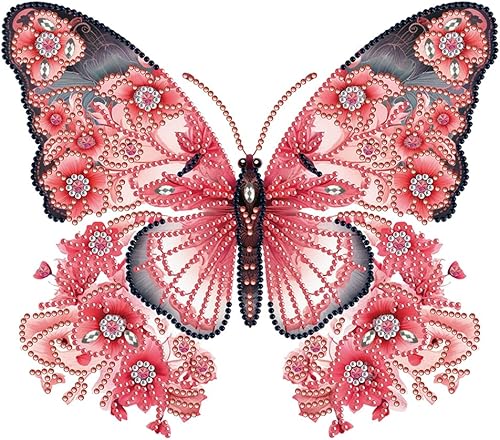 Koikify Kits de pintura de diamantes de mariposa para adultos, kit de pintura de cristal con forma especial, pintura de gemas de animales, arte