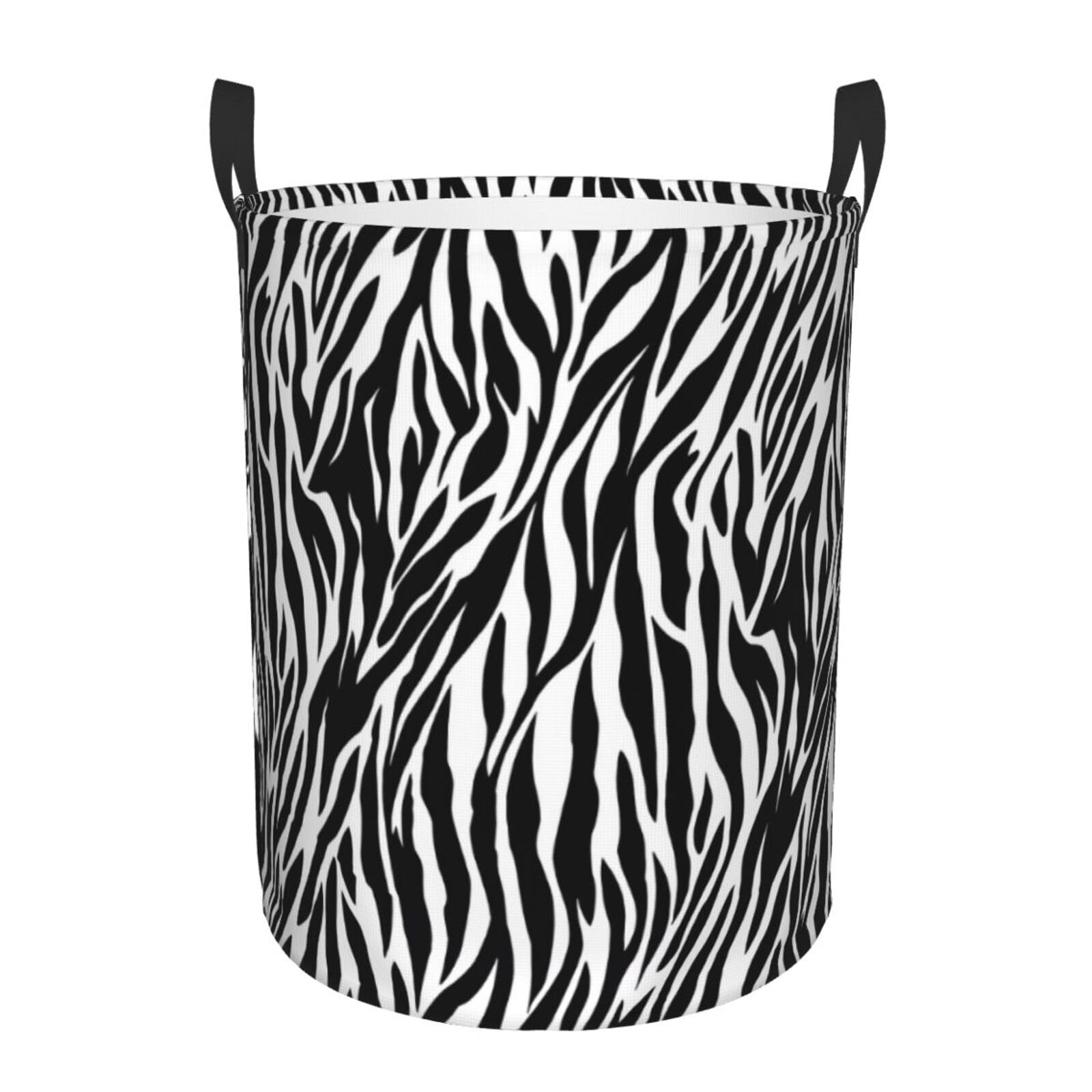 S Collapsible Zebra Print Print Circular Hamper Round