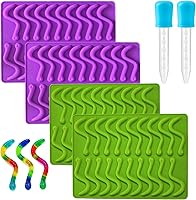 Vista 24 de Moldes de goma para caramelos, moldes de silicona para osos/dinosaurios/frutas para niños con 2 cuentagotas, antiadherentes y sin BPA para mini