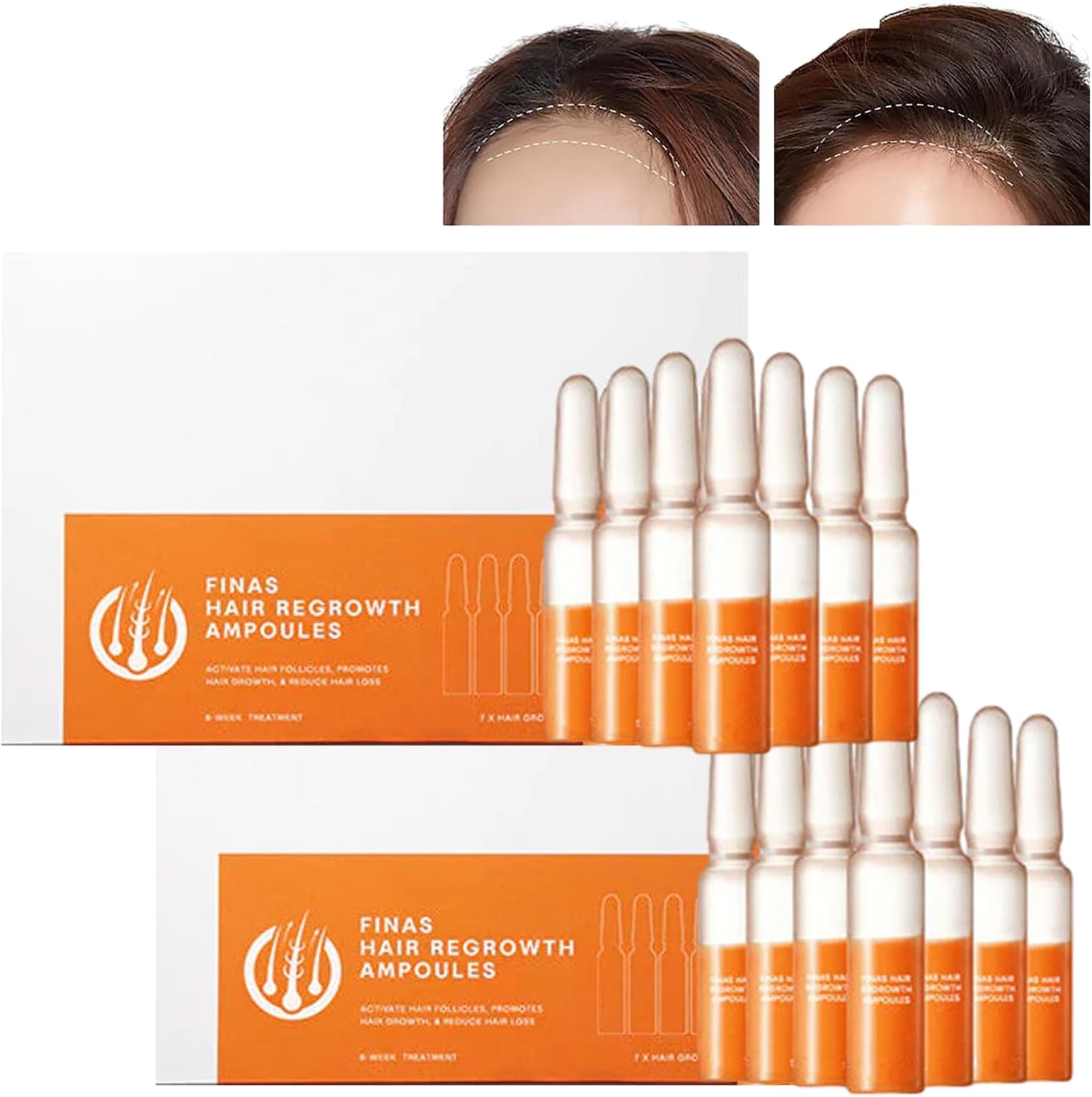 Liasc FINAS Prestig Hair-Regrowth Ampoules,Liasc Hairmuch Hair Growth Ampoule Serum Lotion,Biotin Hair Growth Serum,Hair Loss Thickening Regrowth for Thinning Hair (14 pcs/2 boxes)