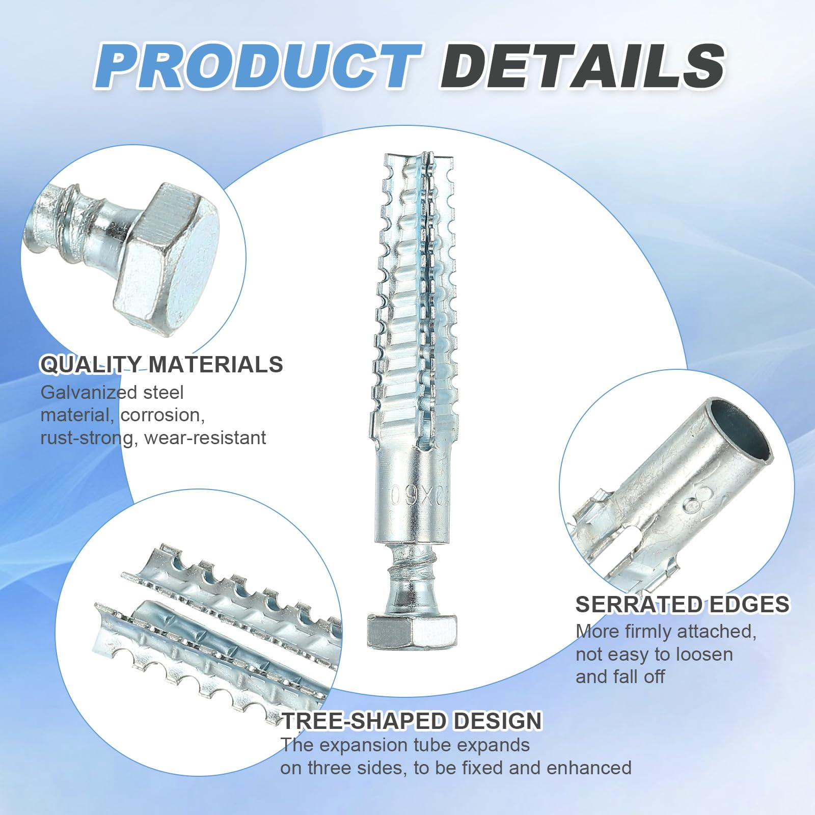 PATIKIL 20 Pcs Drywall Hollow Wall Anchors with Screws 0.31 x 2.48" - Image 3