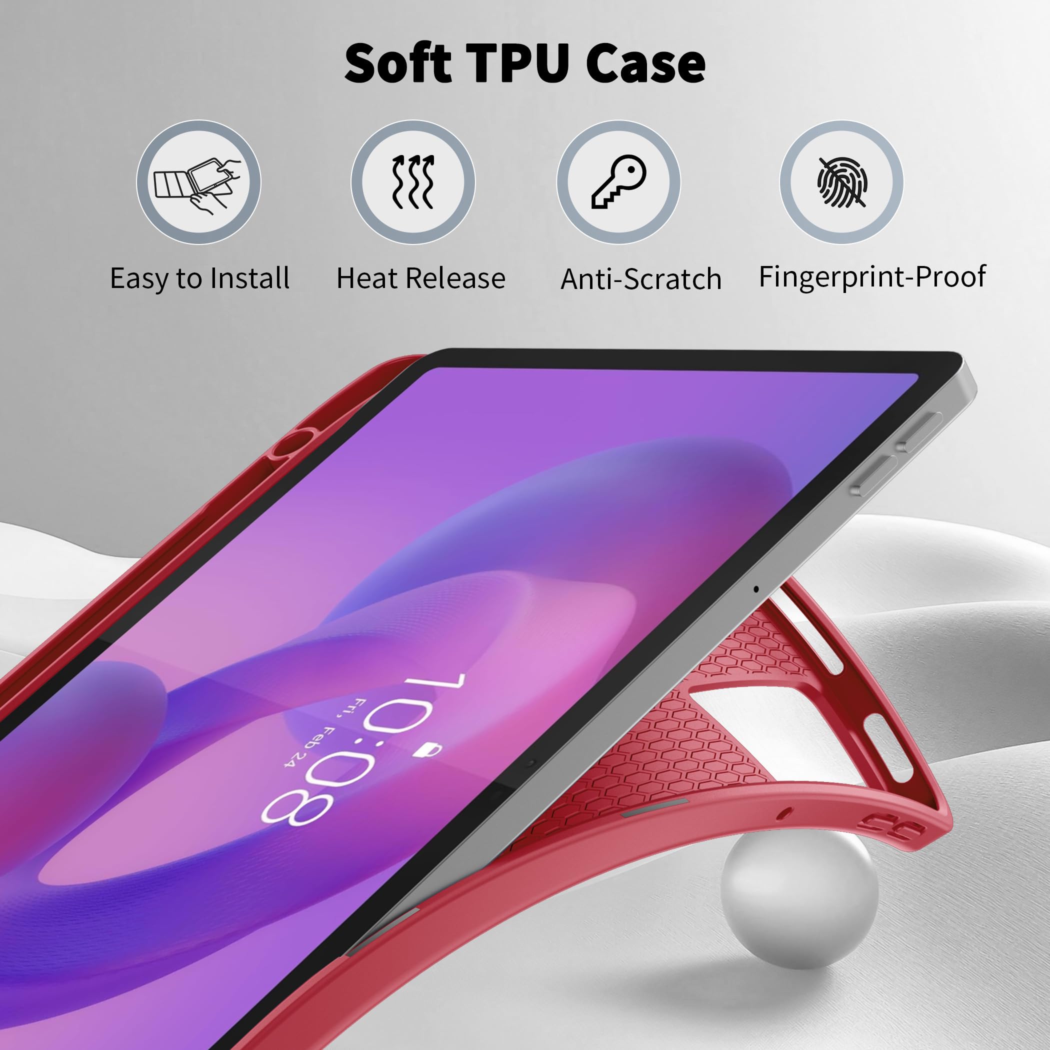 EasyAcc - Custodia per Lenovo Idea Tab, tablet da 11 pollici 2025 con supporto per penna TB-336ZU TB-336FU, ultra sottile con funzione di supporto, custodia in PU in pelle (Rosso vino)