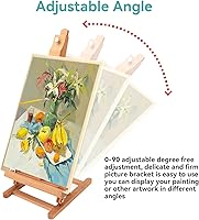 Vista 4 de Caballete de estudio con marco en H de escritorio, soporte de escritorio ajustable para pintar y exhibir artistas de madera