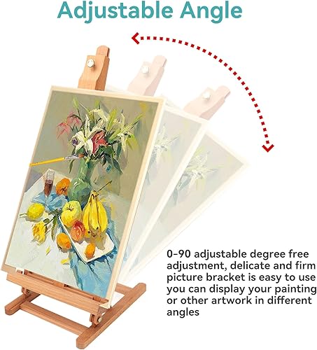 Miniatura 4 de Caballete de estudio con marco en H de escritorio, soporte de escritorio ajustable para pintar y exhibir artistas de madera