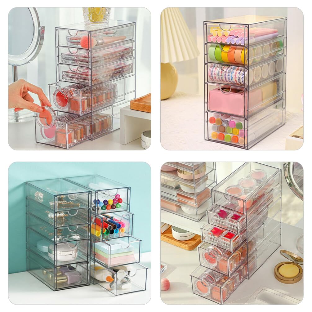 Alipis Cassettiera Scrivania Plastica Organizer da Tavolo Cassetti Trasparenti Multistrato per Cancelleria Trucchi e Piccoli Oggetti