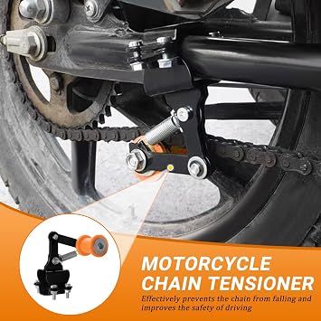 Bike Chain Tensioner, Adjustable Mini Bike Chain Tensioner Universal for Dirt Bike Go Kart (Yellow)