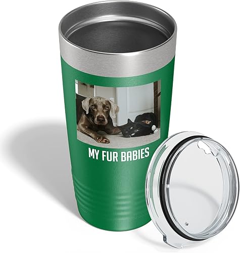 Miniatura 3 de Vaso personalizado de 20 onzas (17 colores) con foto impresa con aislamiento térmico de acero inoxidable recubierto de polvo con tapa, regalo