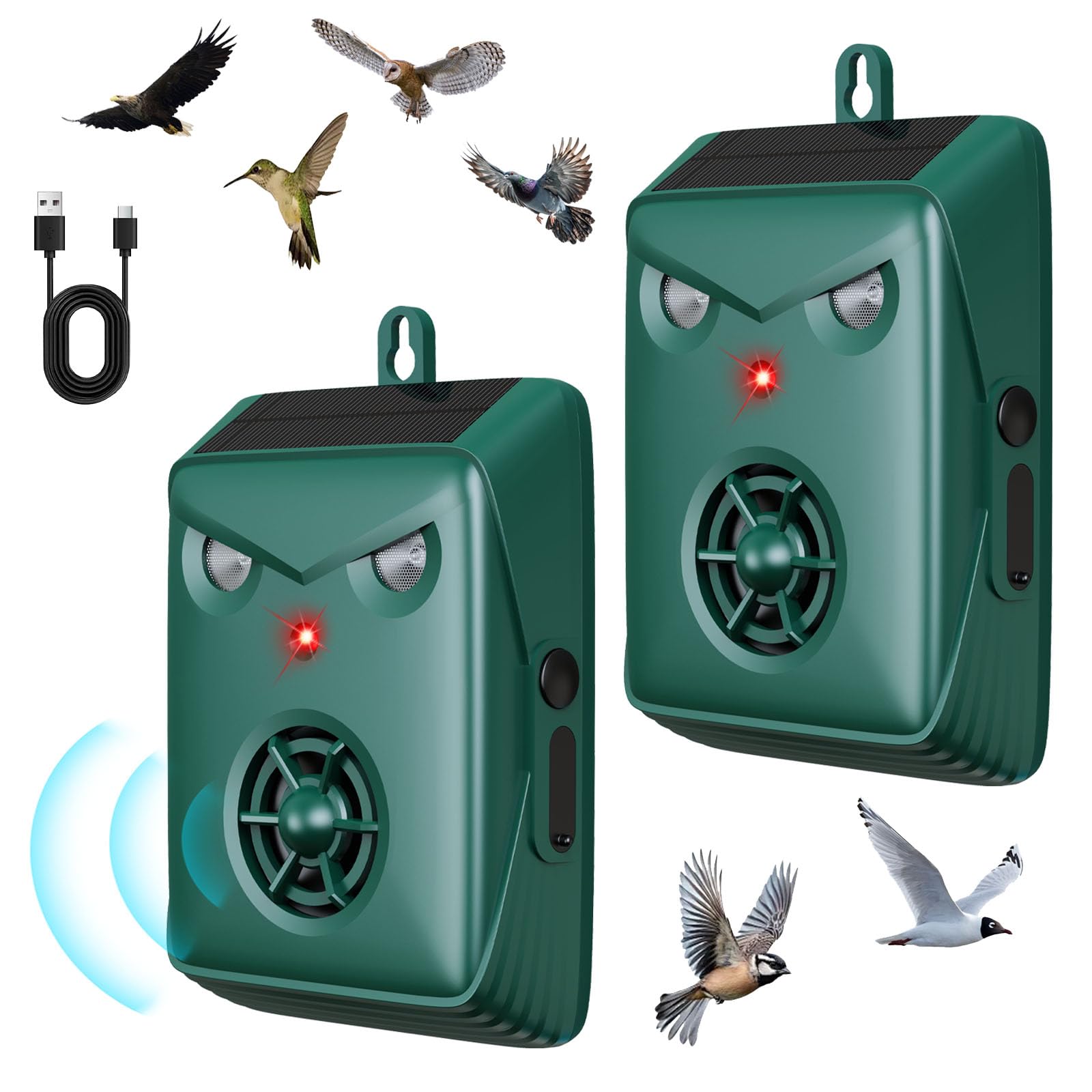 2026 Solar Ultrasonic Bird Repellent Devices Pigeon Deterrents 2-Pack