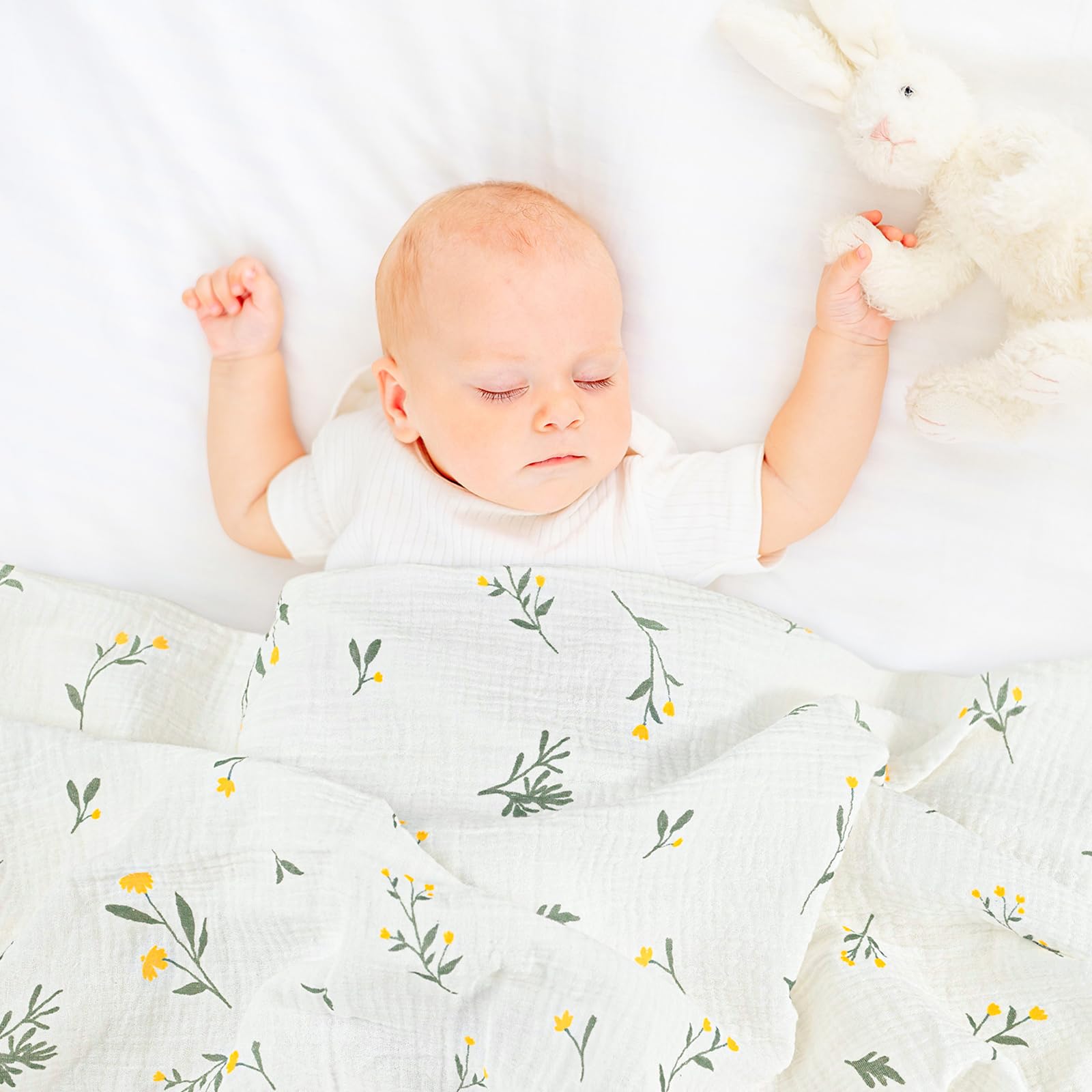 GLLQUEN BABY Mantas de muselina para niñas y niños, paquete de 4, mantas de bebé para niñas y niños, manta para envolver recién nacidos, unisex, esencial para bebés, lista de deseos y regalo