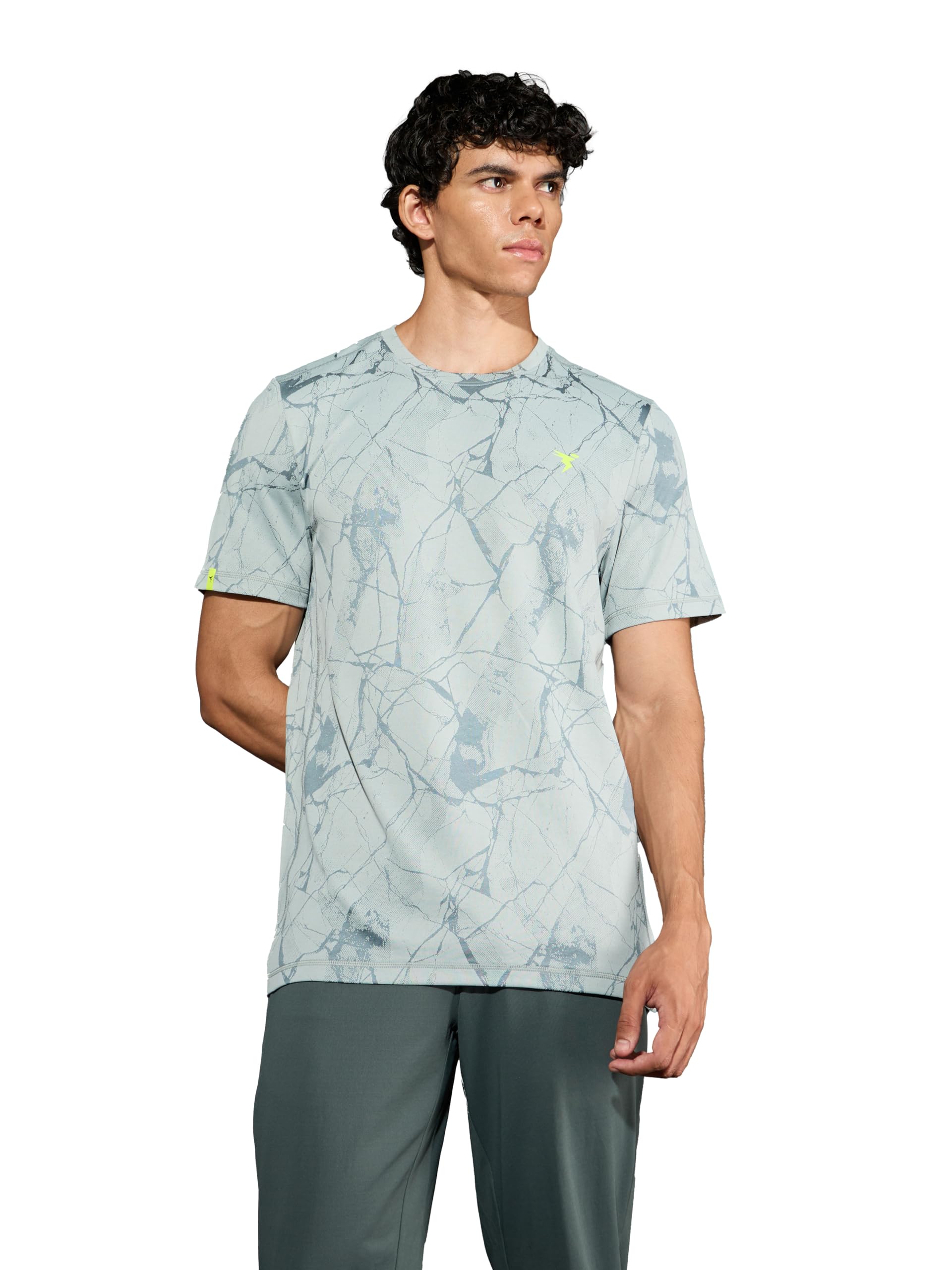 technosport Men's Slim Fit Printed Half Sleeve T-Shirt with Double Cool, Techno Dry, Anti Microbial Properties for Gym, Workout and Regular Use-picture-22