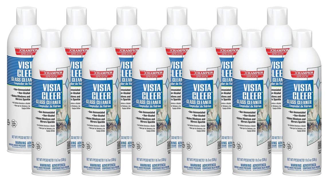 Vista Cleer Window and Glass Cleaner Without Ammonia, Case of 12 (20 oz.) Cans,white,C5155