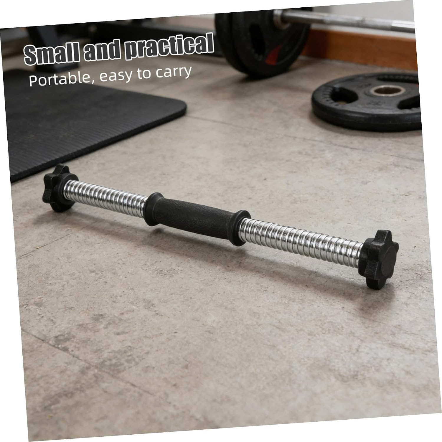 2pcs Adjustable Threaded Dumbbell Handles with Non-slip Grip and Spinlock Collars, 41cm Vinyl-coated Steel Bars for Home Strength Training and Weight Plate Replacement