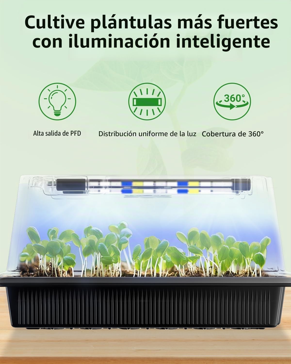 Pawfly Bandejas Germinación Semillas 2 Unidades 80 Celdas Kit Inicio con Barras Luz Ajustable y Cúpulas Humedad 9 cm Bandejas con Taponas Reutilizables para Germinación Plantas