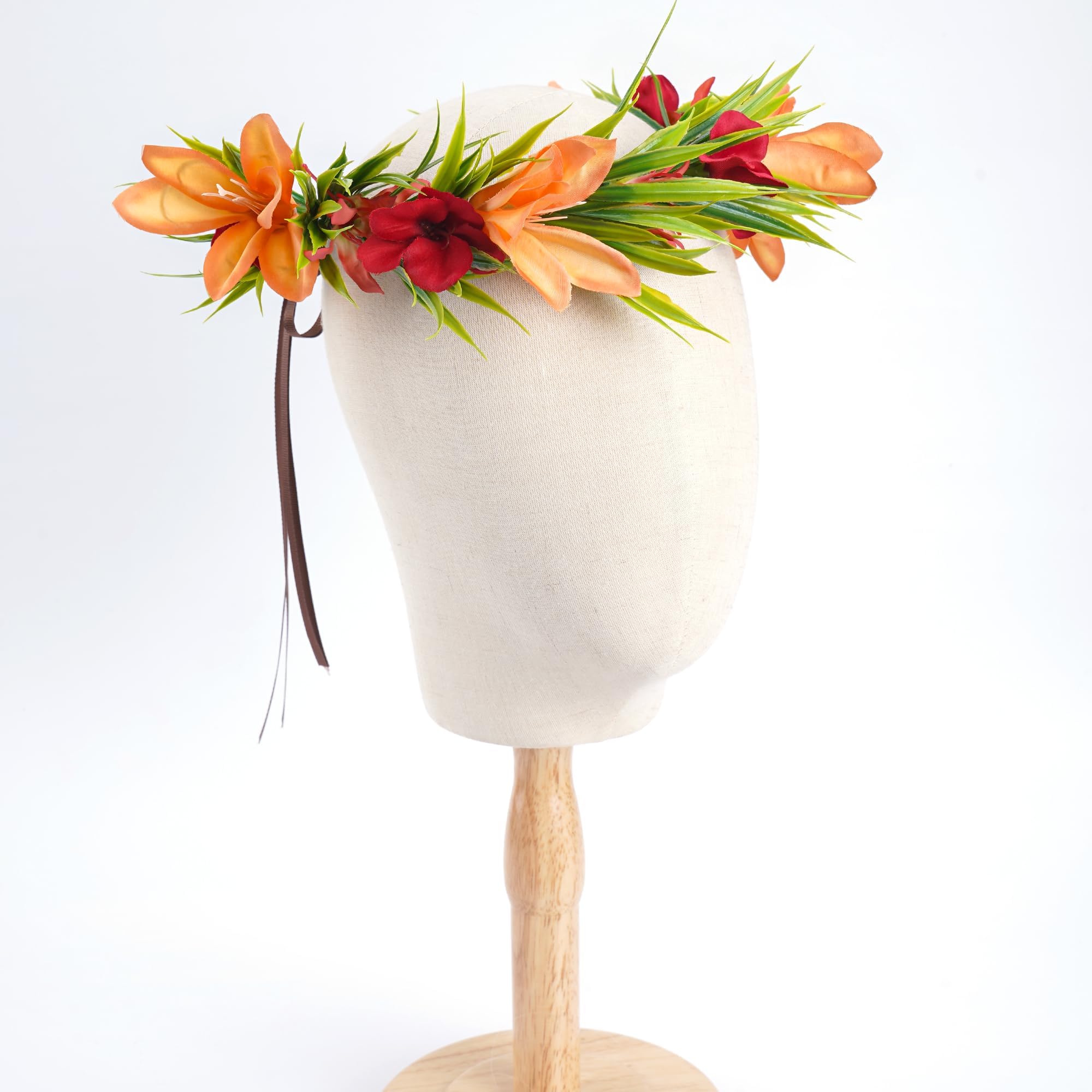 Couronne de Fleurs Hawaïen, Couronne de Fleurs Tropicales Artificielles Lei Luau, Costume Hawaïen, Convient aux Filles et aux Femmes, Décorations pour Fêtes d'été à la Plage et à la Piscine (B)