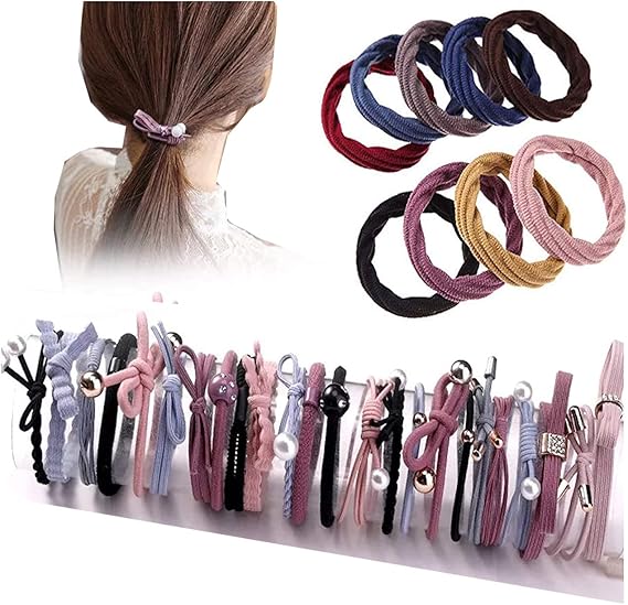 Amazon Co Jp 35個セットヘアゴム ヘアアクセサリー ゴム 髪 髪留め レディース ヘアゴム 太め パール ビーズ シンプル リングゴム おしゃれ かわいい 大人 Cタイプ 35点セット ビューティー