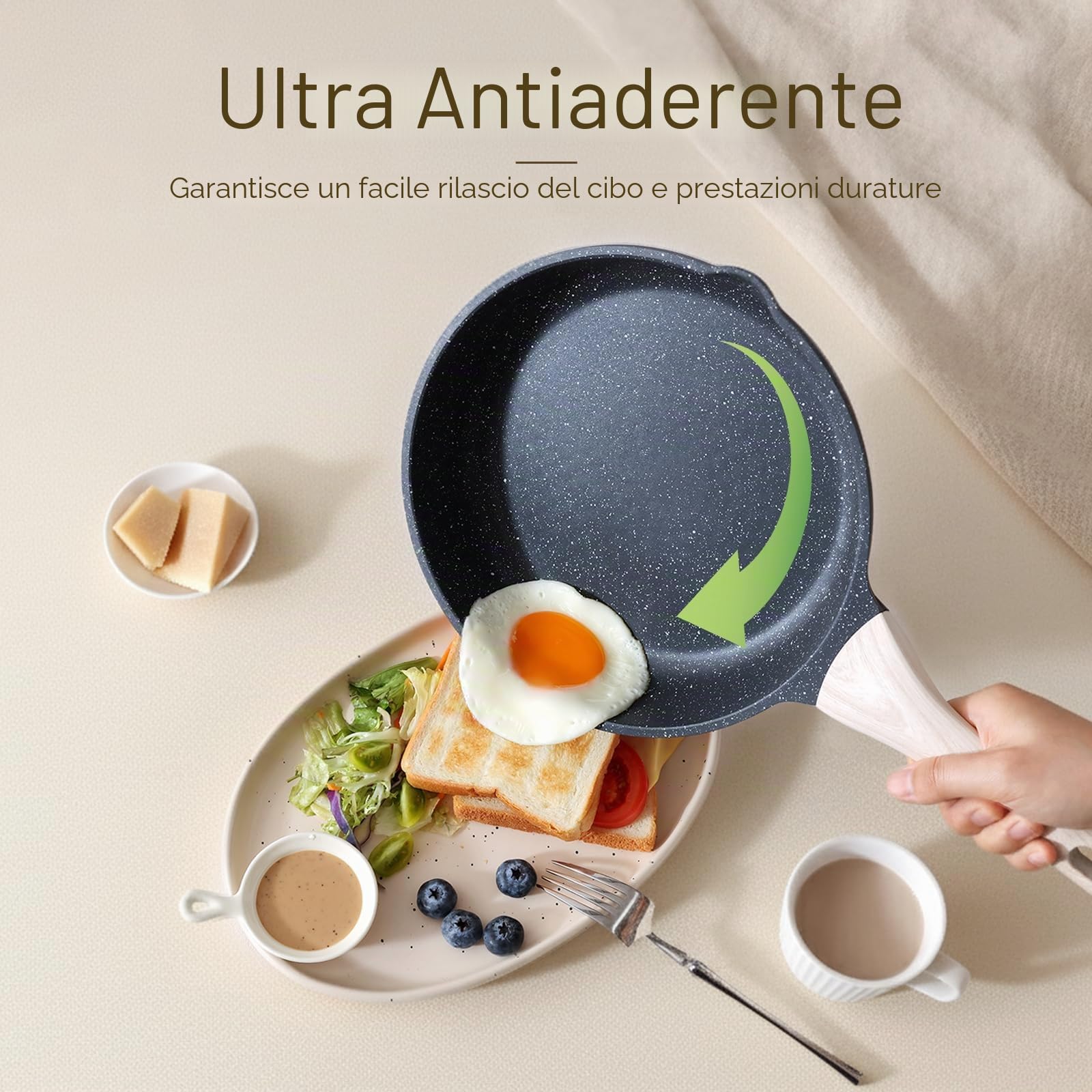Kordisen Set di padelle antiaderenti, set da 5 padelle e pentole sane e atossiche, adatte per l'induzione, senza PFOA e PFAS