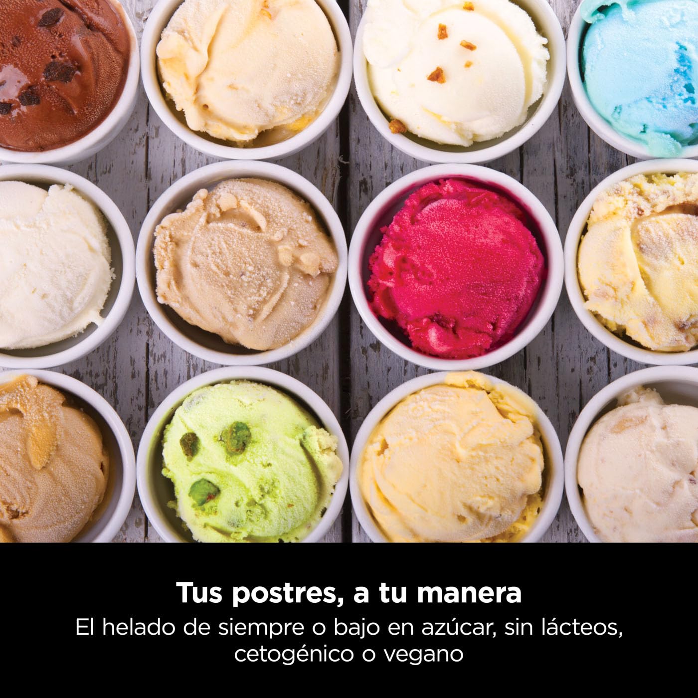 Ninja CREAMi Heladera multifunción, capacidad de 1,4L, 3 tarrinas, 7 programas, Helado, Gelato, Sorbete, Smoothie Bowl, Batido y más, negro/cobre, NC300EUCP — view 8