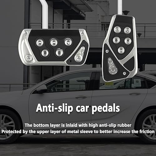 Miniatura 4 de Juego de 2 fundas antideslizantes para pedal de automóvil, versión mejorada sin gas de perforación + cubierta de pedal de freno para una conducción
