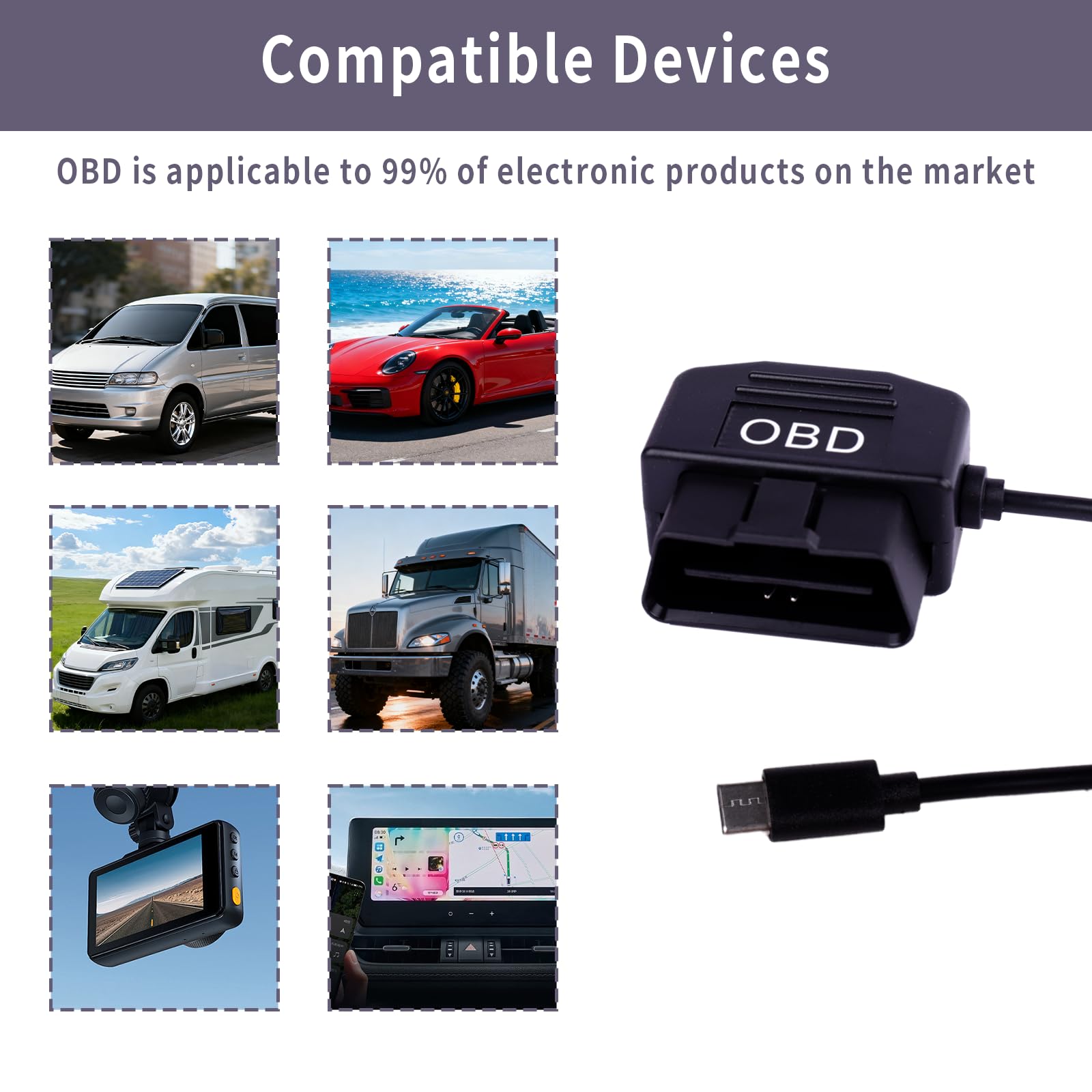 Kabel zasilający do pokładowego systemu diagnostycznego do kamery Dash typu C, adapter pokładowego systemu diagnostycznego z przełącznikiem, adapter twardego kabla USB C do pokładowego systemu