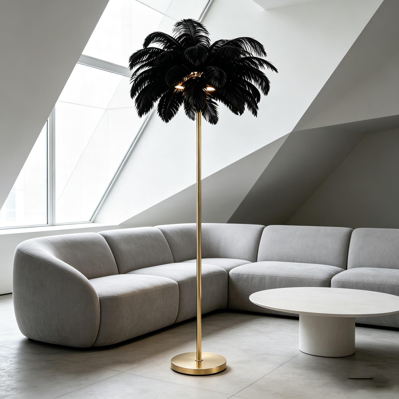 LCNDKF Decorative Feather Floor Standing LED Lamp