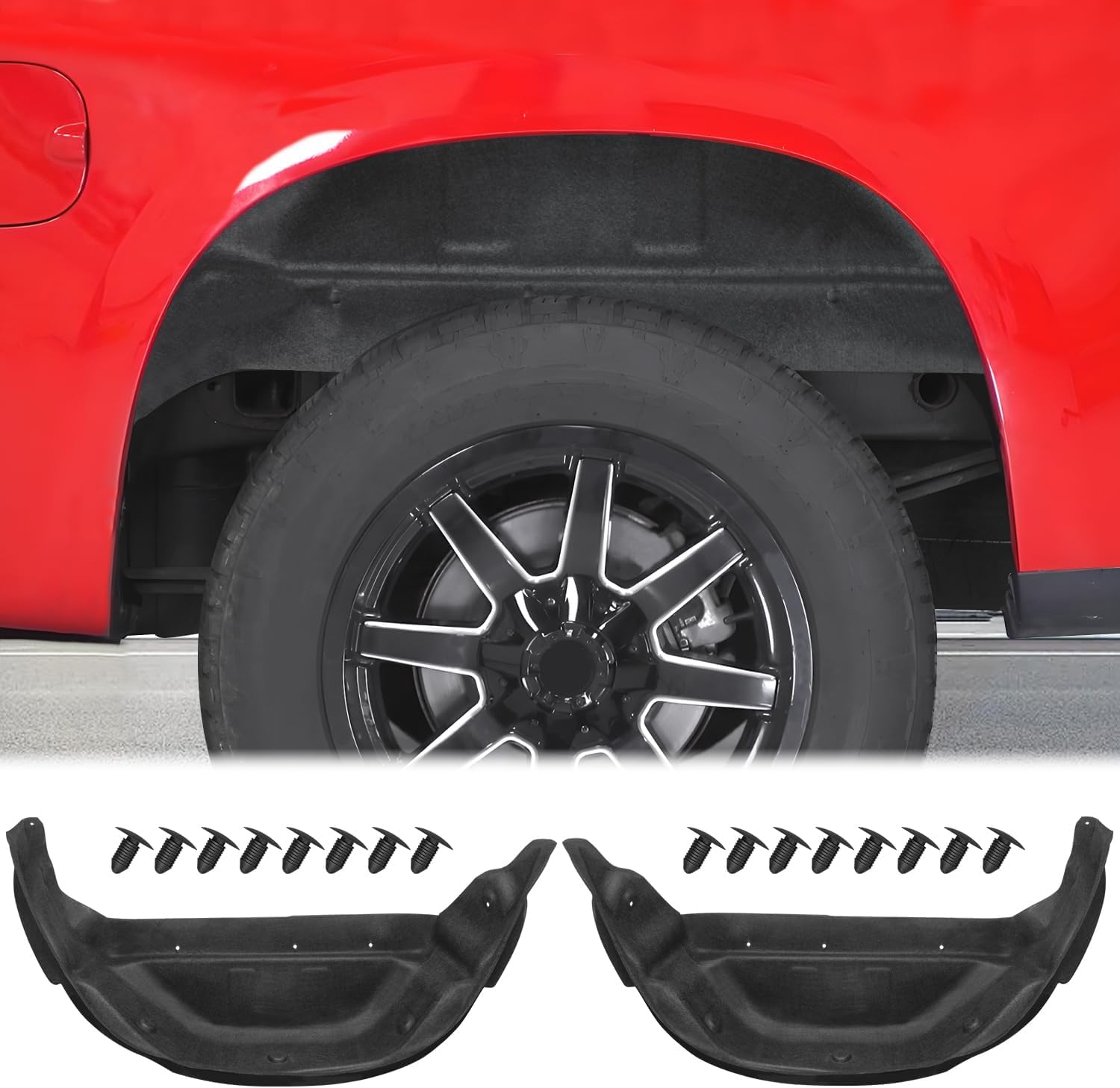 Upgraded Wheel Well Liner Compatible with 2019-2024 Chevrolet Silverado 1500 New Body Style Truck Rear Wheel Guards Mud Flaps Accessories (Excludes ZR2, LT & Custom Trail Boss)