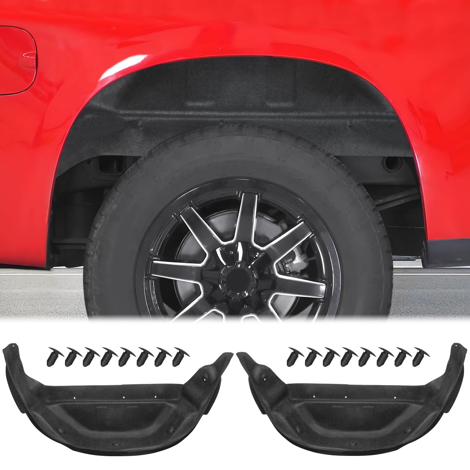 Upgraded Wheel Well Liner Compatible with 2019-2024 Chevrolet Silverado 1500 New Body Style Truck Rear Wheel Guards Mud Flaps Accessories (Excludes