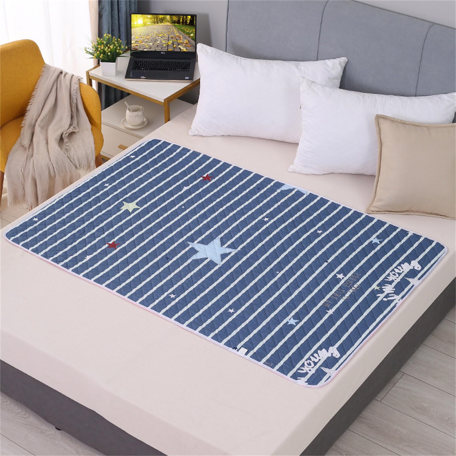 FANSU Fashion Prints Absorbent Puppy Pads, Non-Slip Waterproof Puppy Training Pads Reusable Dog Mat Washable Dog Training Pads Large Puppy Pads for Floor Protector, Couch (70x90cm,Light Blue)