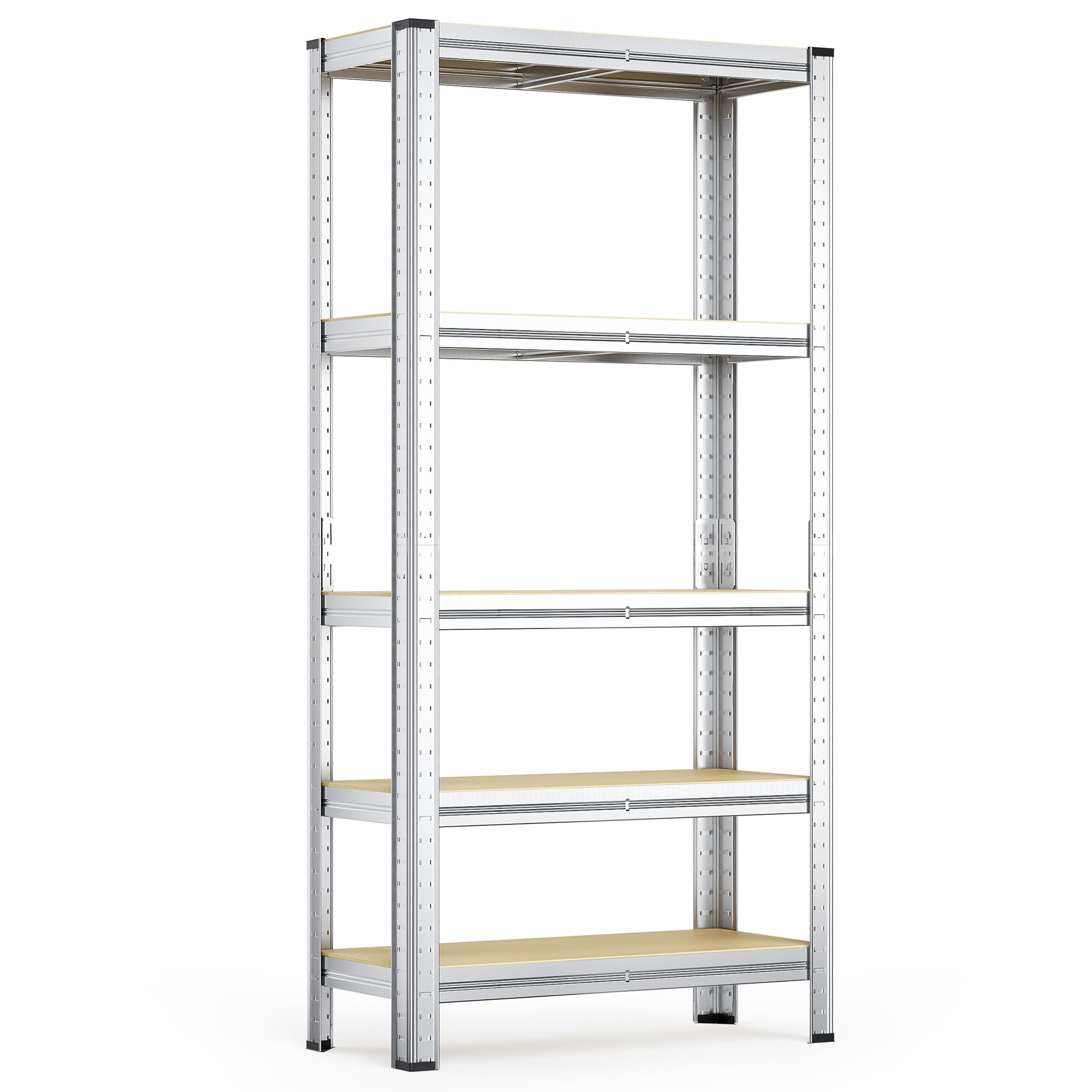 Wiltec Scaffale per carichi Pesanti zincato 154x75x30cm 875 kg Sistema a Incastro Acciaio 5 Ripiani