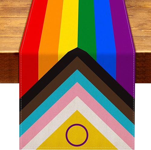 Nepnuser Camino de mesa de orgullo de progreso inclusivo intersexual, junio, LGBT, arco iris, decoraciĂłn de fiesta, hogar, cocina, comedor, 72 Nepnuser Camino de mesa de orgullo de progreso inclusivo intersexual, junio, LGBT, arco iris, decoraciĂłn de fiesta, hogar, cocina, comedor, 72