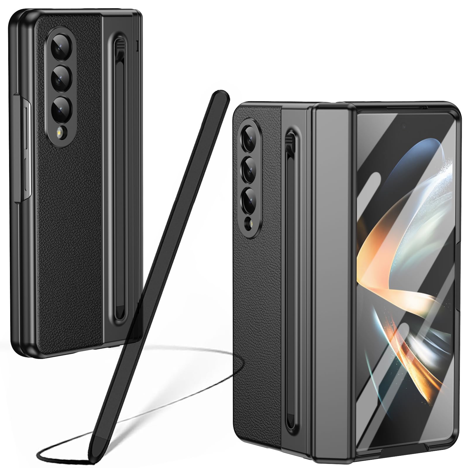 Für Samsung Galaxy Z Fold 5 Hülle mit S Pen-Halter, [Mit Dis