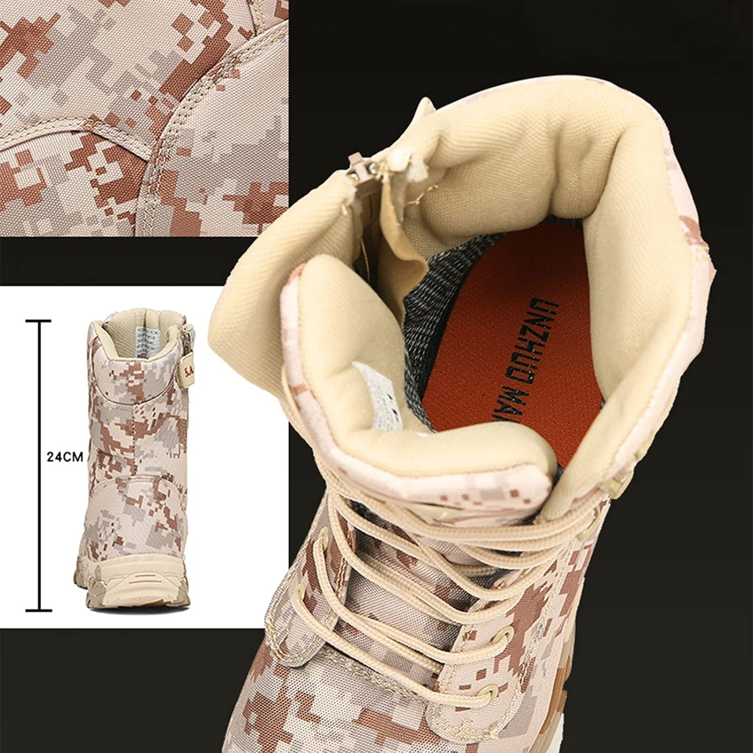 Yytcsjz Men Military Boots, High-Top Combat Tactical Boots, Men’S Tactical Boots, for All Terrain Shoes for Hiking, Hunting, Working, Hiking Boots