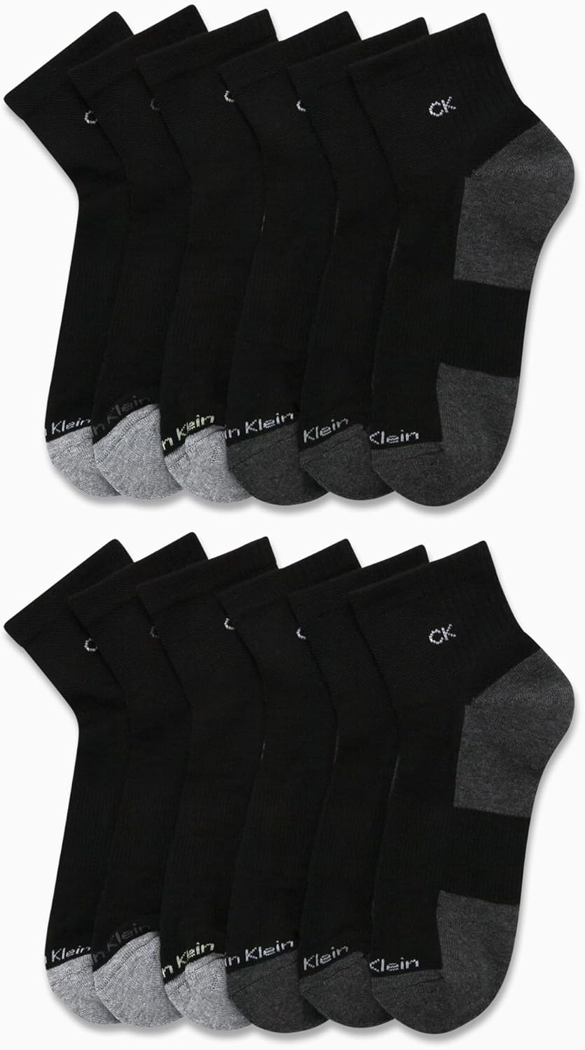 Calvin Klein Mens Quarter Socks - 12 Pack Soft Cushioned Athletic Performance Quarter Cut Ankle Socks for Men - Image 3